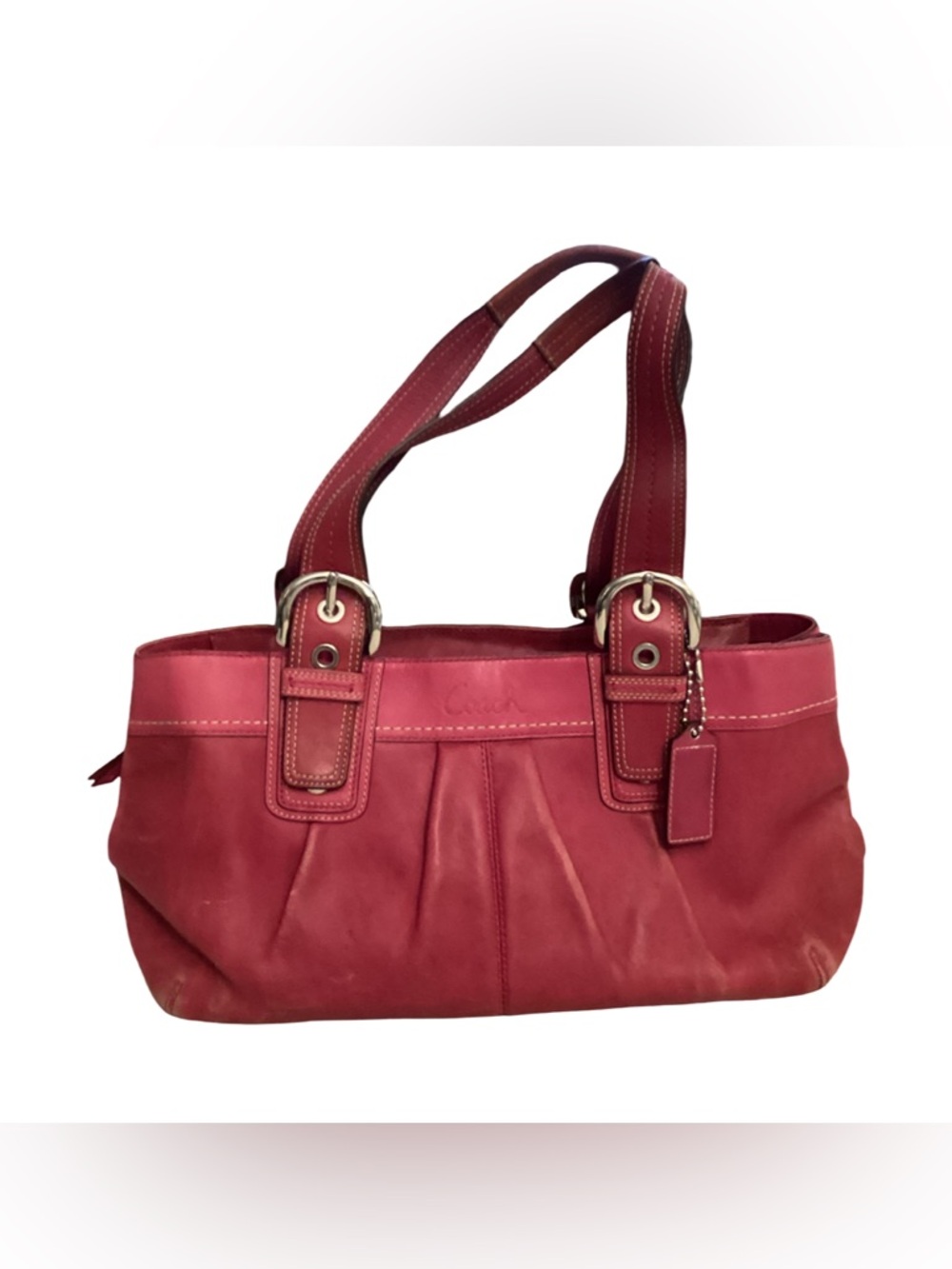 Coach Leather Soho Vintage Y2K Pleated Buckled Bag # F13732 Magenta Pink